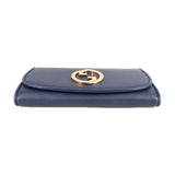 GUCCI CONTINENTAL BLONDIE WALLET ON A CHAIN CROSSBODYS NAVY