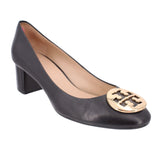 TORY BURCH BLOCK HEEL LEATHER HEELS BLACK 9 US