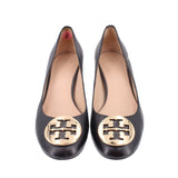 TORY BURCH BLOCK HEEL LEATHER HEELS BLACK 9 US