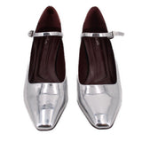 FRANCO SARTO LOLA MARY JANE PUMP HEELS SILVER 10 US