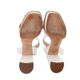 STUART WEITZMAN PATENT LEATHER HEELED SANDALS WHITE 6.5 US