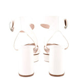 STUART WEITZMAN PATENT LEATHER HEELED SANDALS WHITE 6.5 US