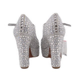 MICHAEL KORS RHINESTONE PLATFORM HEELS SILVER 6.5 US