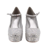 MICHAEL KORS RHINESTONE PLATFORM HEELS SILVER 6.5 US