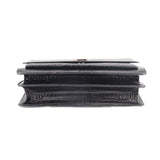 SAINT LAURENT SUNSET CROC SHOULDER BAGS BLACK MEDIUM