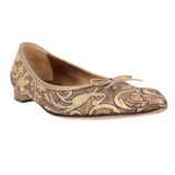 MANOLO BLAHNIK BROCADE FLATS GOLD 38 EU | 8 US