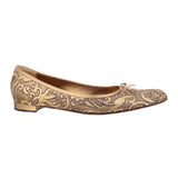 MANOLO BLAHNIK BROCADE FLATS GOLD 38 EU | 8 US
