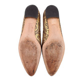 MANOLO BLAHNIK BROCADE FLATS GOLD 38 EU | 8 US