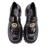 VERSACE CROC EMBOSSED MEDUSA LOAFERS BLACK 38 EU | 8 US