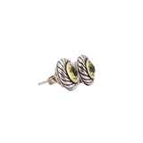 DAVID YURMAN STERLING SILVER & 18K GOLD PERIDOT COOKIE STUD EARRINGS