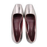ETIENNE AIGNER CELESTE METALLIC LEATHER HEELS SILVER 6 US