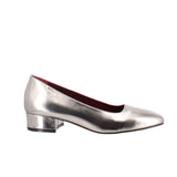 ETIENNE AIGNER CELESTE METALLIC LEATHER HEELS SILVER 6 US