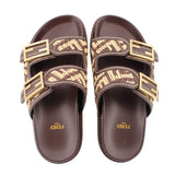 FENDI F BUCKLE SANDALS BROWN 37 EU | 7 US