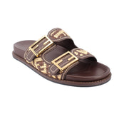 FENDI F BUCKLE SANDALS BROWN 37 EU | 7 US