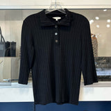 VINCE COTTON ELBOW-SLEEVE TOPS BLACK M