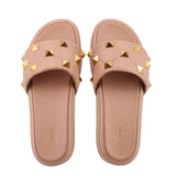 VALENTINO ROMAN ROCKSTUD PLATFORM SLIDE SANDALS NUDE 42 EU | 11 US