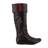 GUCCI SLOUCHY WEB TALL BOOTS BLACK 38 EU | 8 US