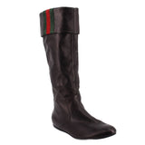 GUCCI SLOUCHY WEB TALL BOOTS BLACK 38 EU | 8 US