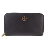 TORY BURCH ROBINSON DOUBLE ZIP CONTINENTAL WALLETS BLACK