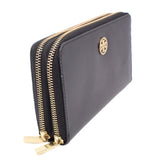 TORY BURCH ROBINSON DOUBLE ZIP CONTINENTAL WALLETS BLACK