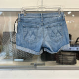 MOTHER DENIM HIGH RISE ROLLED SHORTS BLUE S | 26