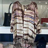 XCVI SHORT SLEEVE TIE DYE TOPS BROWN L