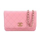 CHANEL CAVIAR WALLET ON A CHAIN CROSSBODYS PINK