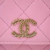 CHANEL CAVIAR WALLET ON A CHAIN CROSSBODYS PINK