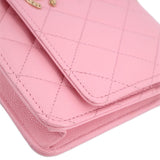CHANEL CAVIAR WALLET ON A CHAIN CROSSBODYS PINK