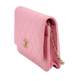 CHANEL CAVIAR WALLET ON A CHAIN CROSSBODYS PINK