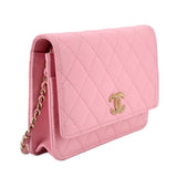 CHANEL CAVIAR WALLET ON A CHAIN CROSSBODYS PINK