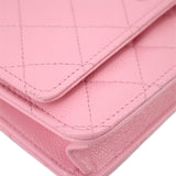 CHANEL CAVIAR WALLET ON A CHAIN CROSSBODYS PINK