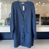 LAFAYETTE 148 CASHMERE BUTTON UP CARDIGAN SWEATERS BLUE L