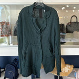 RUNDHOLZ ASYMMETRICAL LONG BUTTON CARDIGAN SWEATERS TEAL M