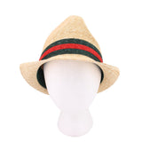 GUCCI FEDORA STRAW HATS TAN/WEB L | 58cm