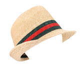 GUCCI FEDORA STRAW HATS TAN/WEB L | 58cm