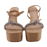 SCHUTZ PEAKY PLATFORM HEELS NUDE 9 US