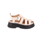 GANNI LEATHER PLATFORM SANDALS CREAM 10 US