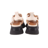 GANNI LEATHER PLATFORM SANDALS CREAM 10 US