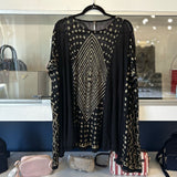 FREE PEOPLE TUNIC TOPS BLK/GOLD M