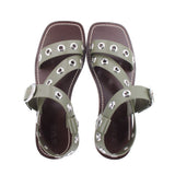 J CREW GROMMET CROSS-STRAP SANDALS GREEN 8 US