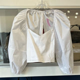 BURU CROPPED PUFF SLEEVE TOPS WHITE M