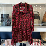 IC POLKA DOT BUTTON TOPS RED M