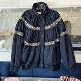 FREE PEOPLE ON MY MIND FLORAL TRAIM OUTERWEAR NAVY XS