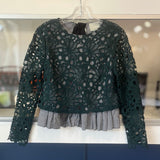 ANTHROPOLOGIE LACE TOPS GREEN XS