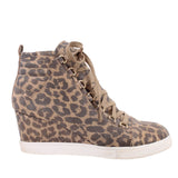 LINEA PAOLO FENTON WEDGE SNEAKERS LEOPARD 7 US