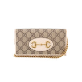 GUCCI 1955 HORSEBIT WALLET ON A CHAIN CROSSBODYS BROWN