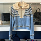 J CREW FAIR ISLE SWEATERS BLUE M