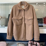 ABERCROMBIE BUTTON UP TEDDY JACKETS TAN S