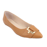 CALVIN KLEIN LEATHER FLATS BROWN 9 US